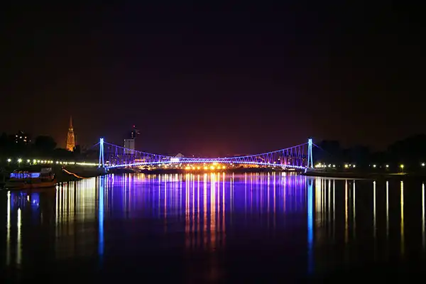 Tour guide: suspension bridge oh the river Drava-city of Osijek