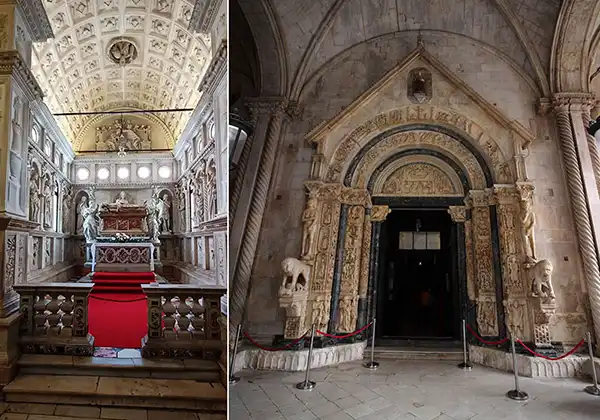 Guida Turistica: Traù - Cattedrale San Lorenzo - Portale di Radovan e la capella di Beato G. Orsini